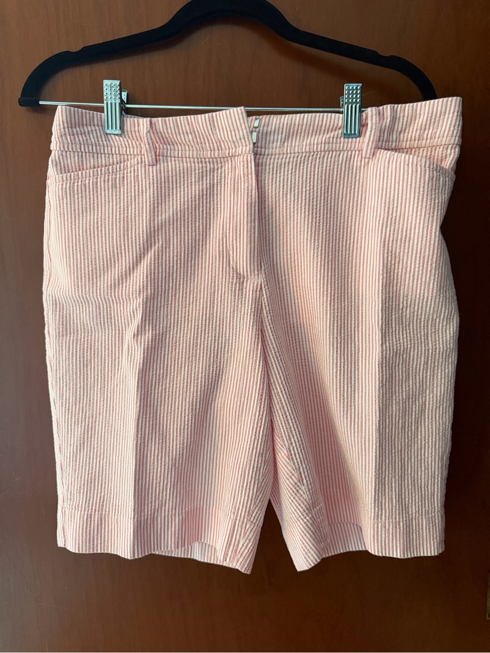 Talbots Pink Seersucker Bermuda Shorts